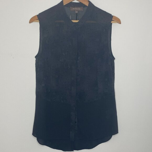 Melanie Lyne - Sleeveless, Black Patterned, Lightweight Top, Size M - Picture 1 of 7